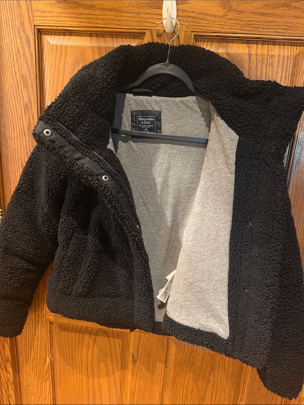 Abercrombie & Fitch Black Faux-Sherpa Puffer Jacket